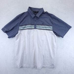 Travis Mathew Men's Gray Stripe Golf Polo Shirt Size XL